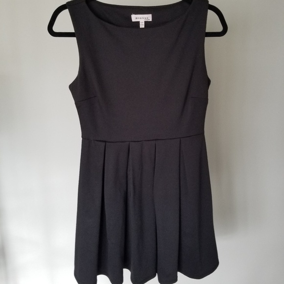 Monteau Dresses & Skirts - Black, Pleated High-neck Skater Dress